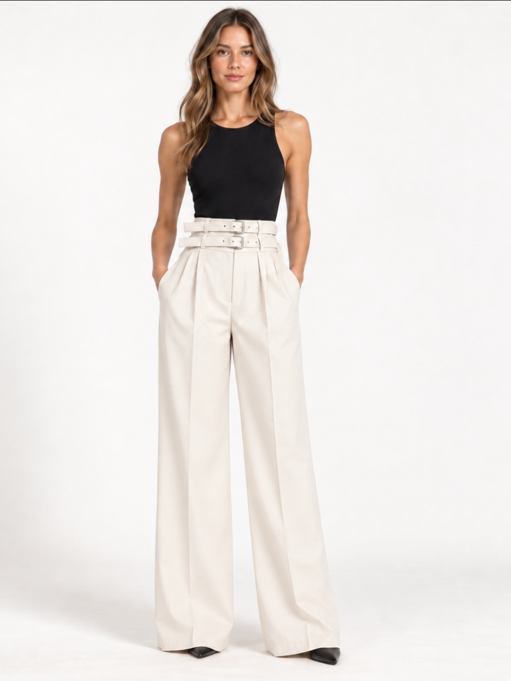 Amanda Uprichard Blythe Double Belt Pants M NWT
